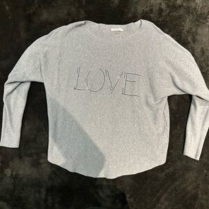 Milano Gray Knit Sweater with 💎 Jeweled LOVE 💕 Embellishment